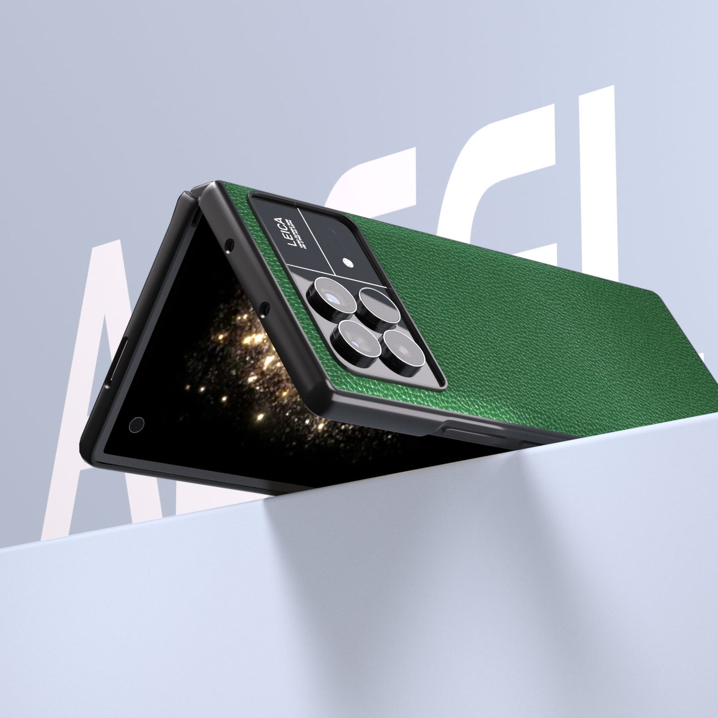 For Xiaomi Mix Fold 3 ABEEL Black Edge Genuine Leather Mino Phone Case(Green)