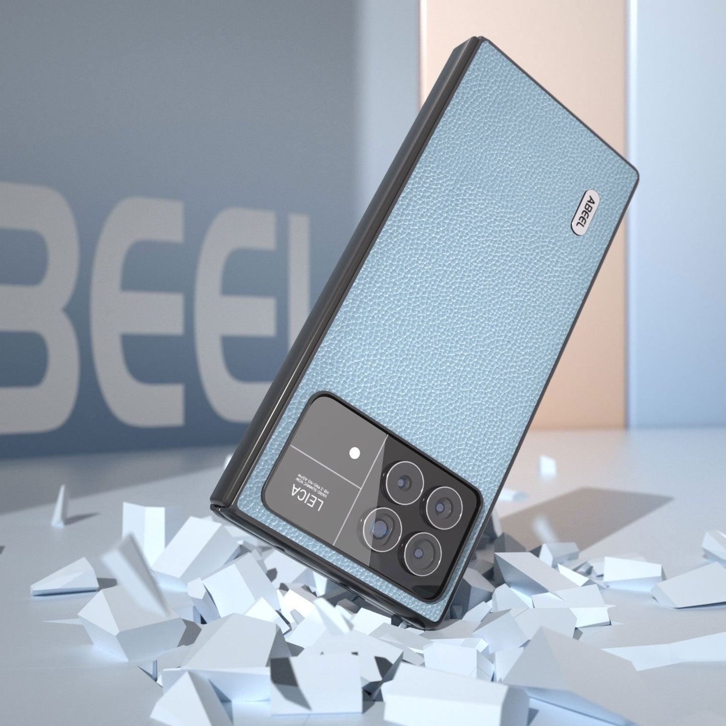 For Xiaomi Mix Fold 3 ABEEL Black Edge Genuine Leather Mino Phone Case(Blue)