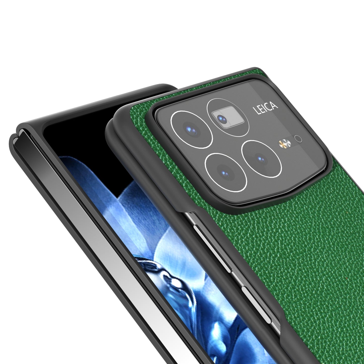 For Xiaomi Mix Fold 4 ABEEL Black Edge Genuine Leather Mino Phone Case(Green)