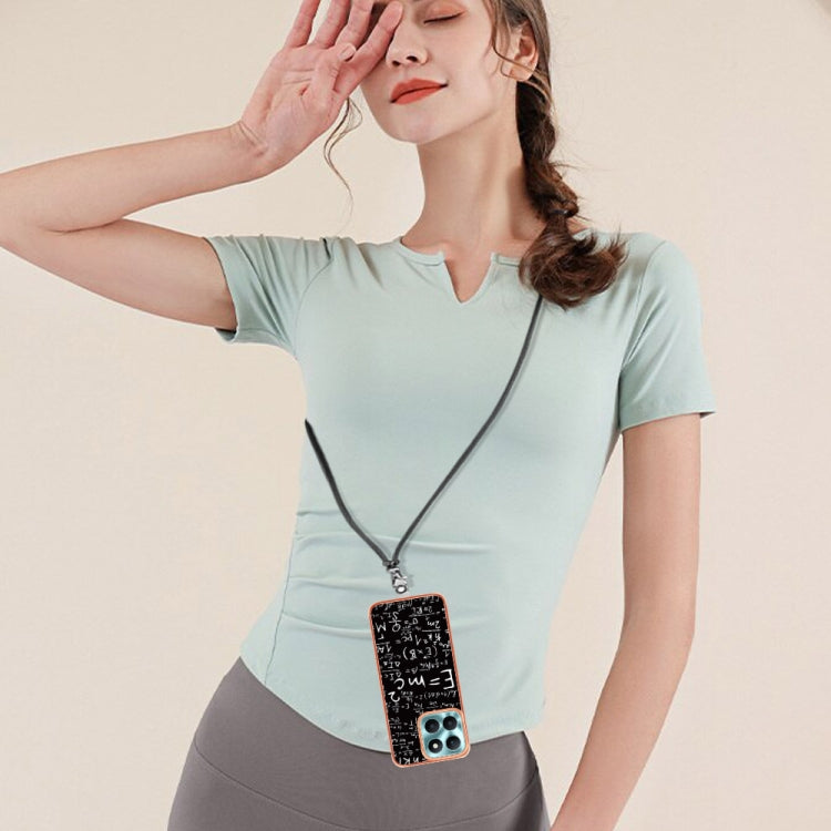 For Honor X6a Electroplating Dual-side IMD Phone Case with Lanyard(Equation)