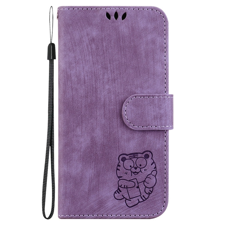 For Honor X6a Little Tiger Embossed Leather Phone Case(Purple)