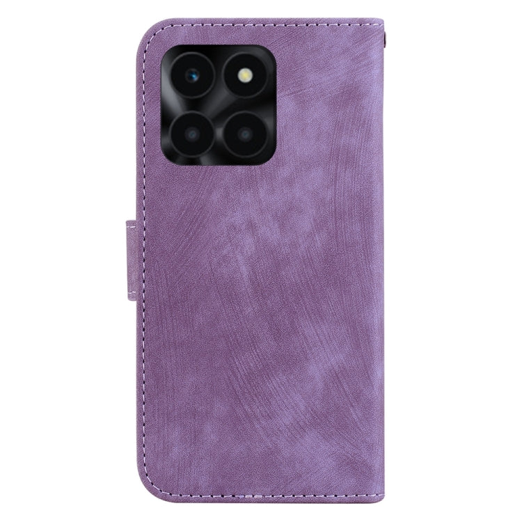 For Honor X6a Little Tiger Embossed Leather Phone Case(Purple)