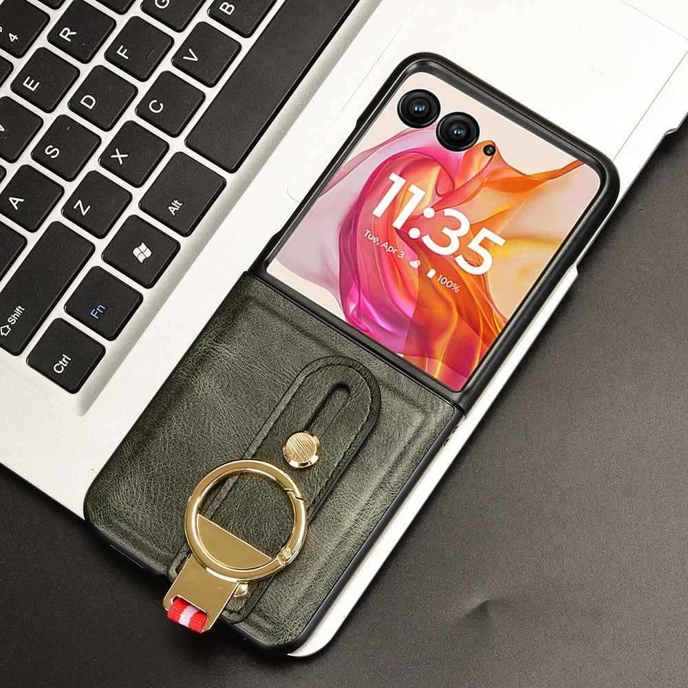 For Motorola Razr 50 Ultra Wristband Leather Back Phone Case(Green)