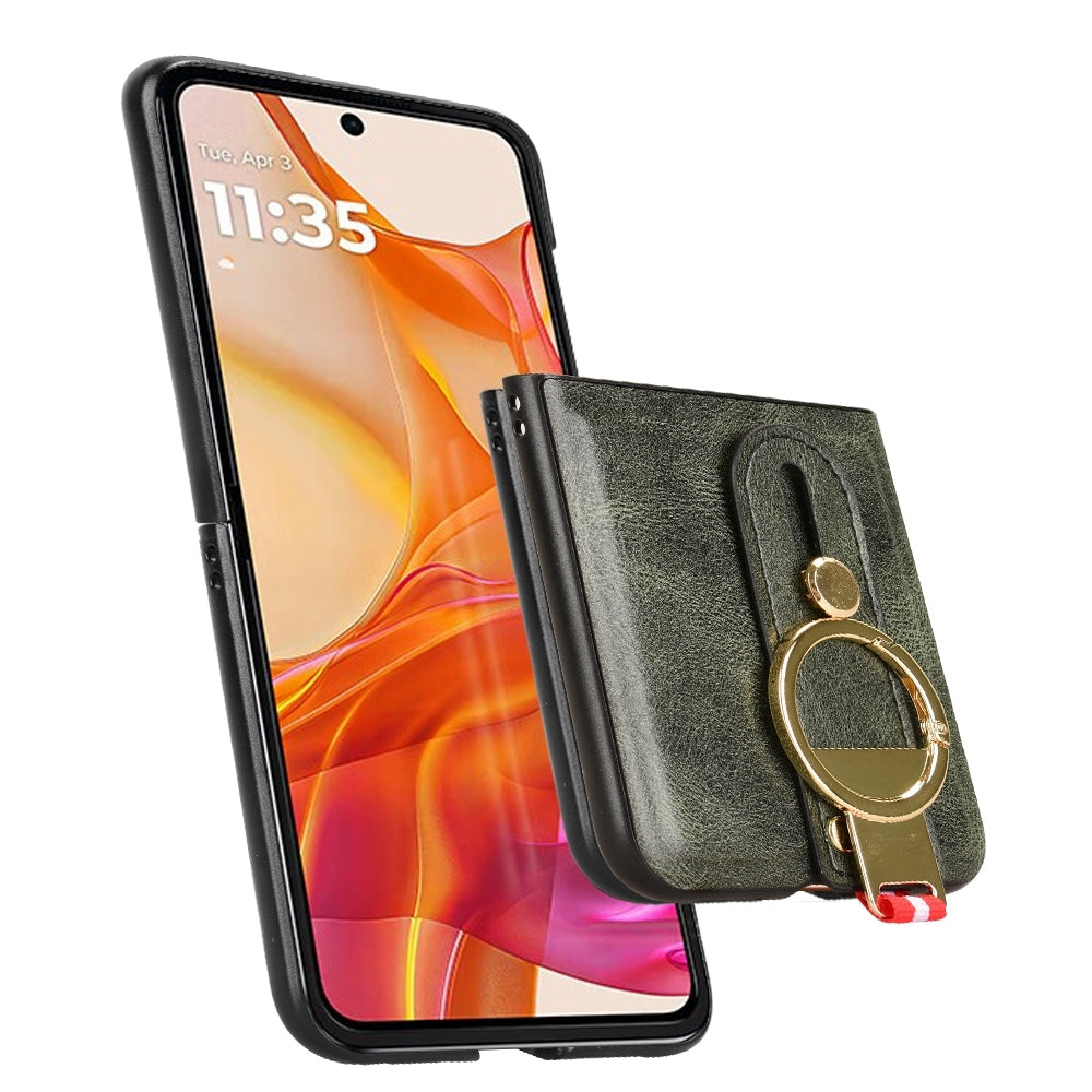 For Motorola Razr 50 Ultra Wristband Leather Back Phone Case(Green)