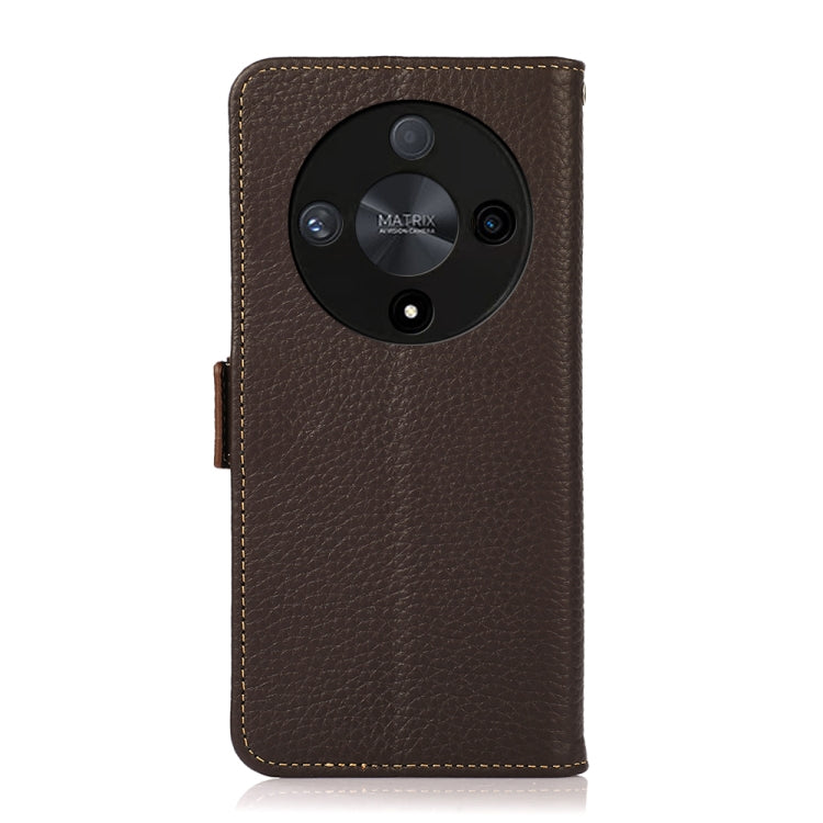 For Honor X9B KHAZNEH Side-Magnetic Litchi Genuine Leather RFID Phone Case(Brown)