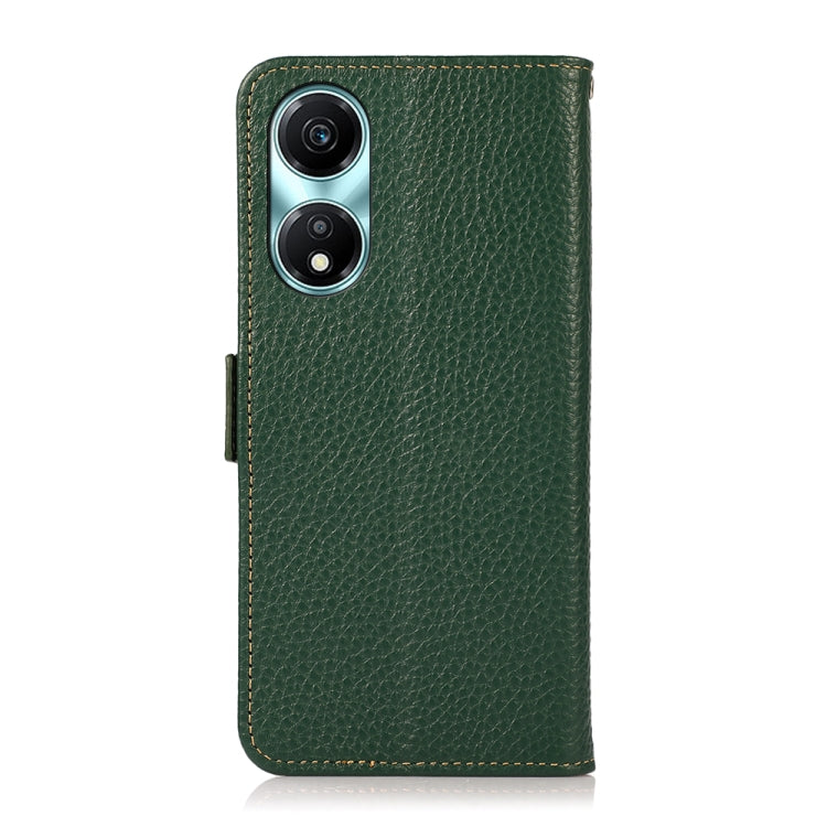 For Honor X5 Plus KHAZNEH Side-Magnetic Litchi Genuine Leather RFID Phone Case(Green)