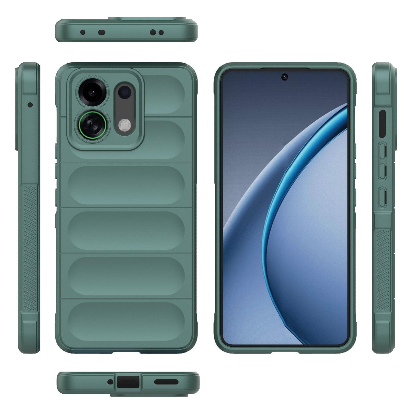 For OPPO K13 Turbo 5G / Turbo Pro 5G Magic Shield TPU + Flannel Phone Case(Dark Green)