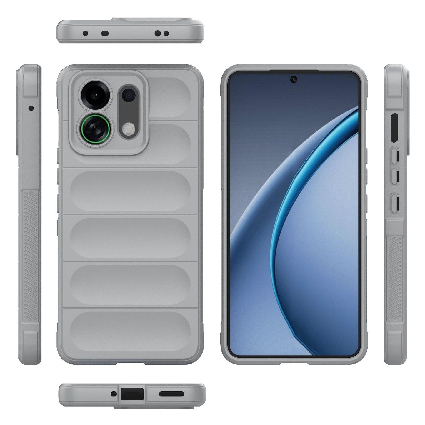 For OPPO K13 Turbo 5G / Turbo Pro 5G Magic Shield TPU + Flannel Phone Case(Grey)