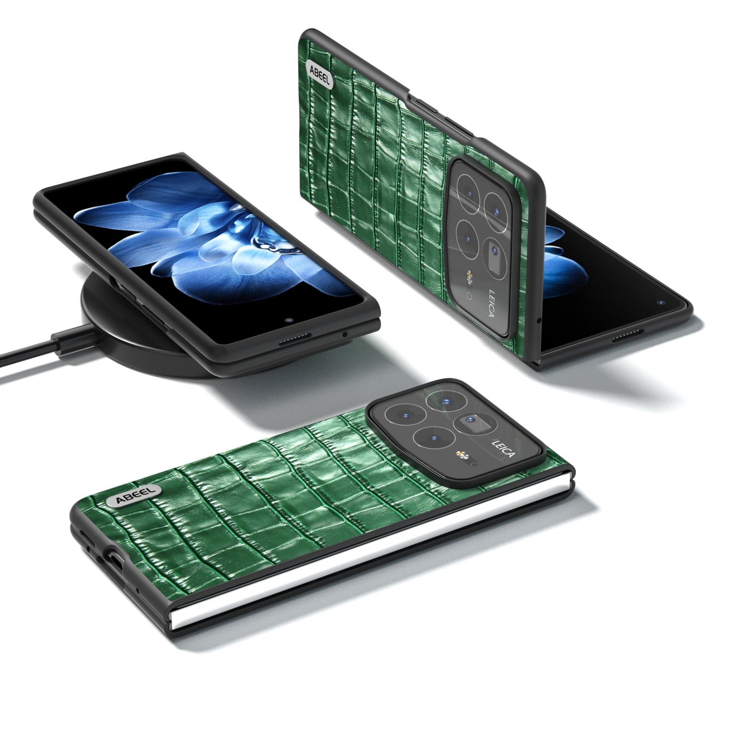 For Xiaomi Mix Fold 4 ABEEL Crocodile Texture Genuine Leather Phone Case(Green)