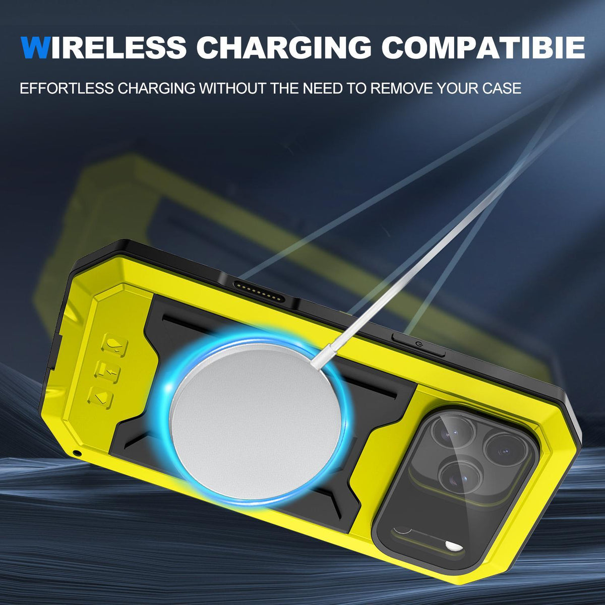Compatible with iPhone 18 Pro Max R-JUST Sliding Camera IP54 Life Waterproof Holder Phone Case - Yellow