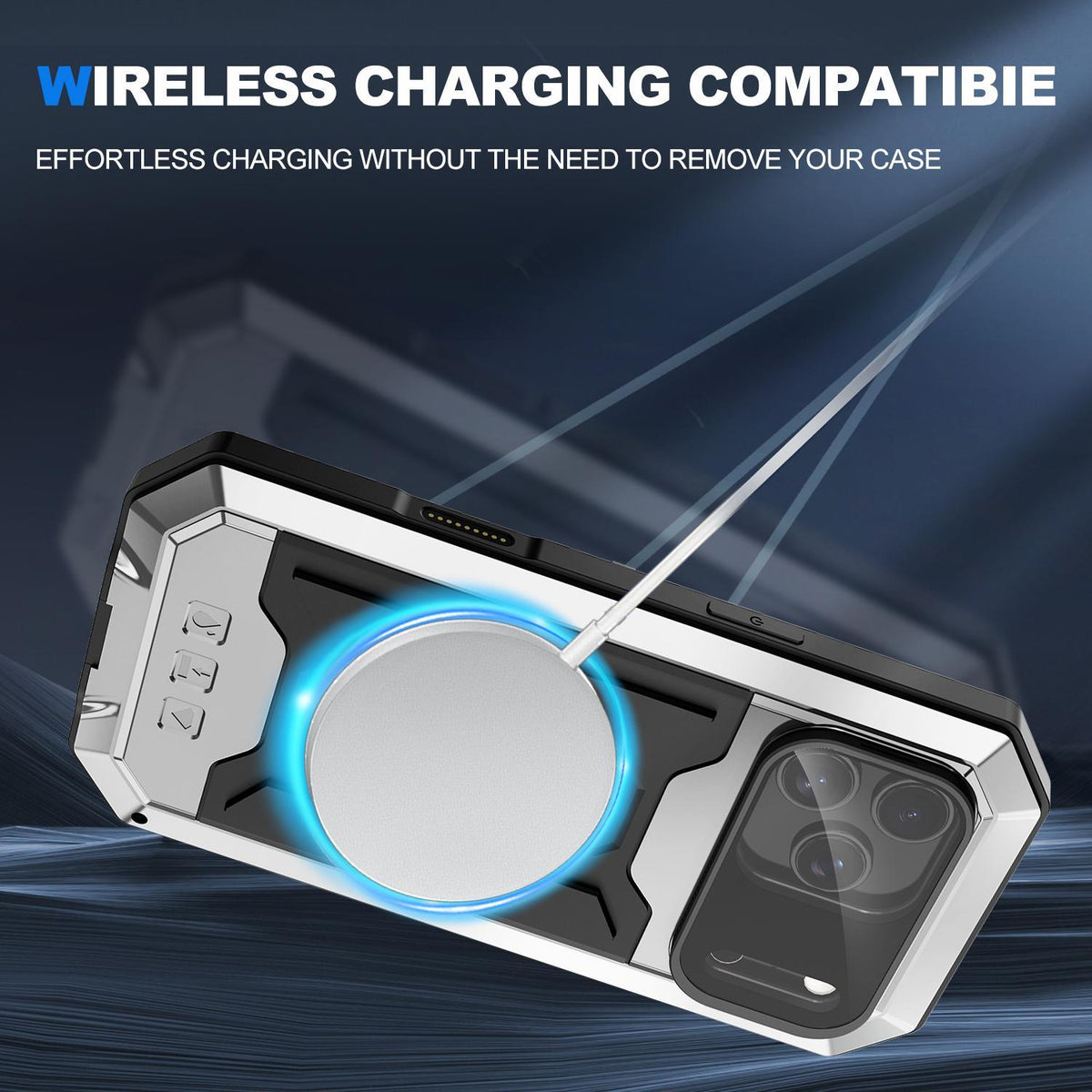 Compatible with iPhone 18 Pro Max R-JUST Sliding Camera IP54 Life Waterproof Holder Phone Case - Silver