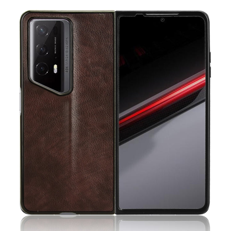 For Honor Magic V2 RSR Porsche Design Litchi Texture Back Cover Phone Case(Brown)