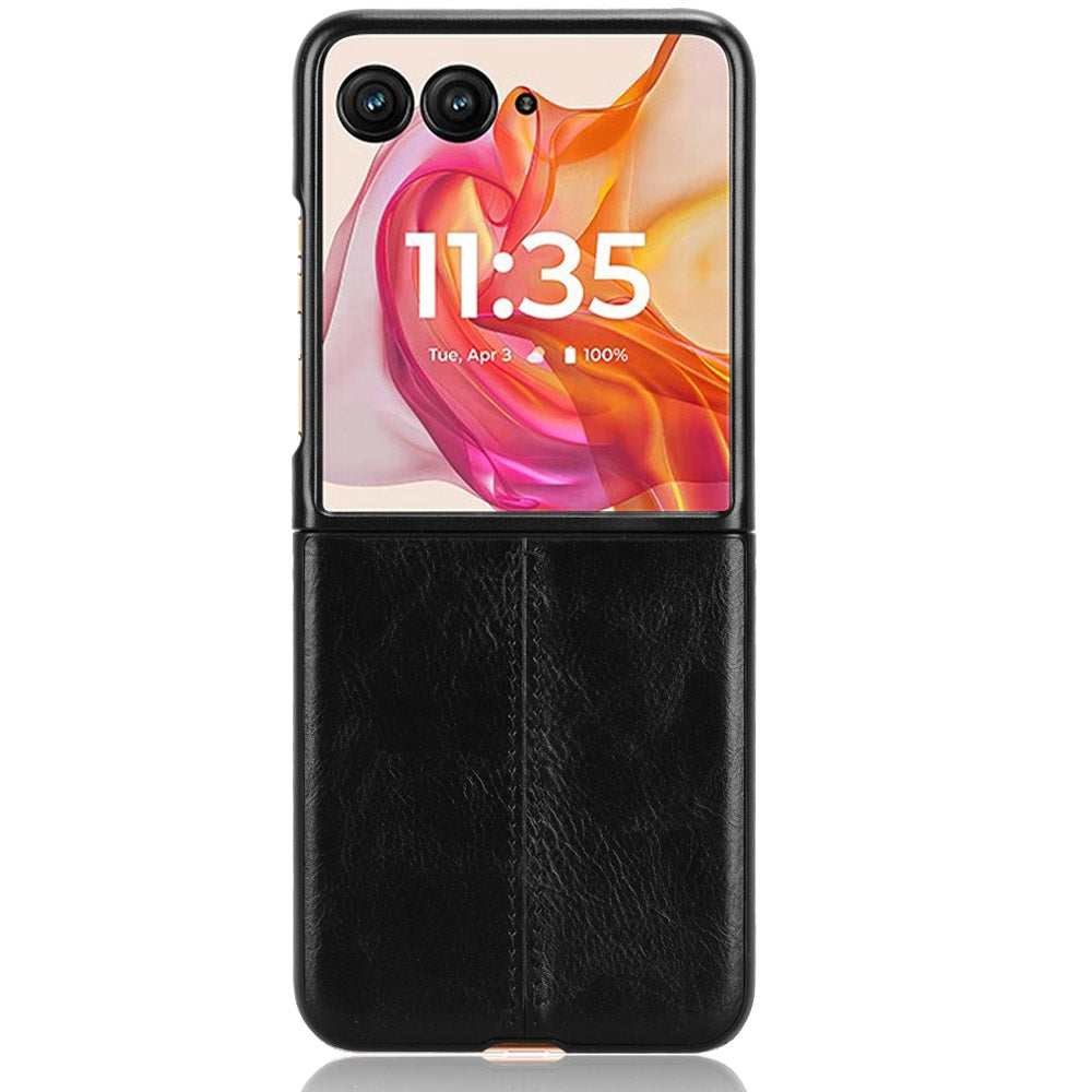For Motorola Razr 50 Ultra Cow Pattern Sewing Back Cover Phone Case(Black)