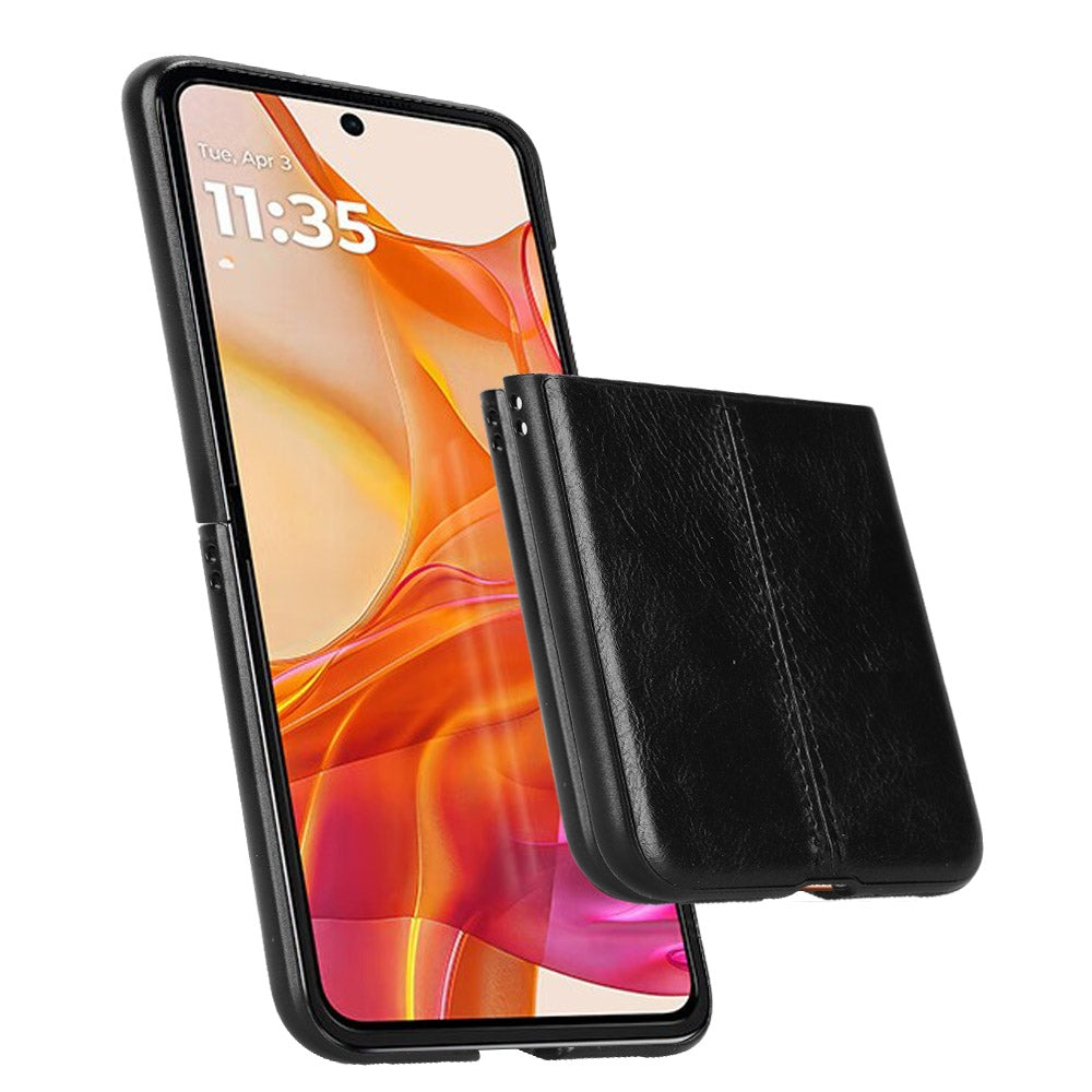 For Motorola Razr 50 Ultra Cow Pattern Sewing Back Cover Phone Case(Black)