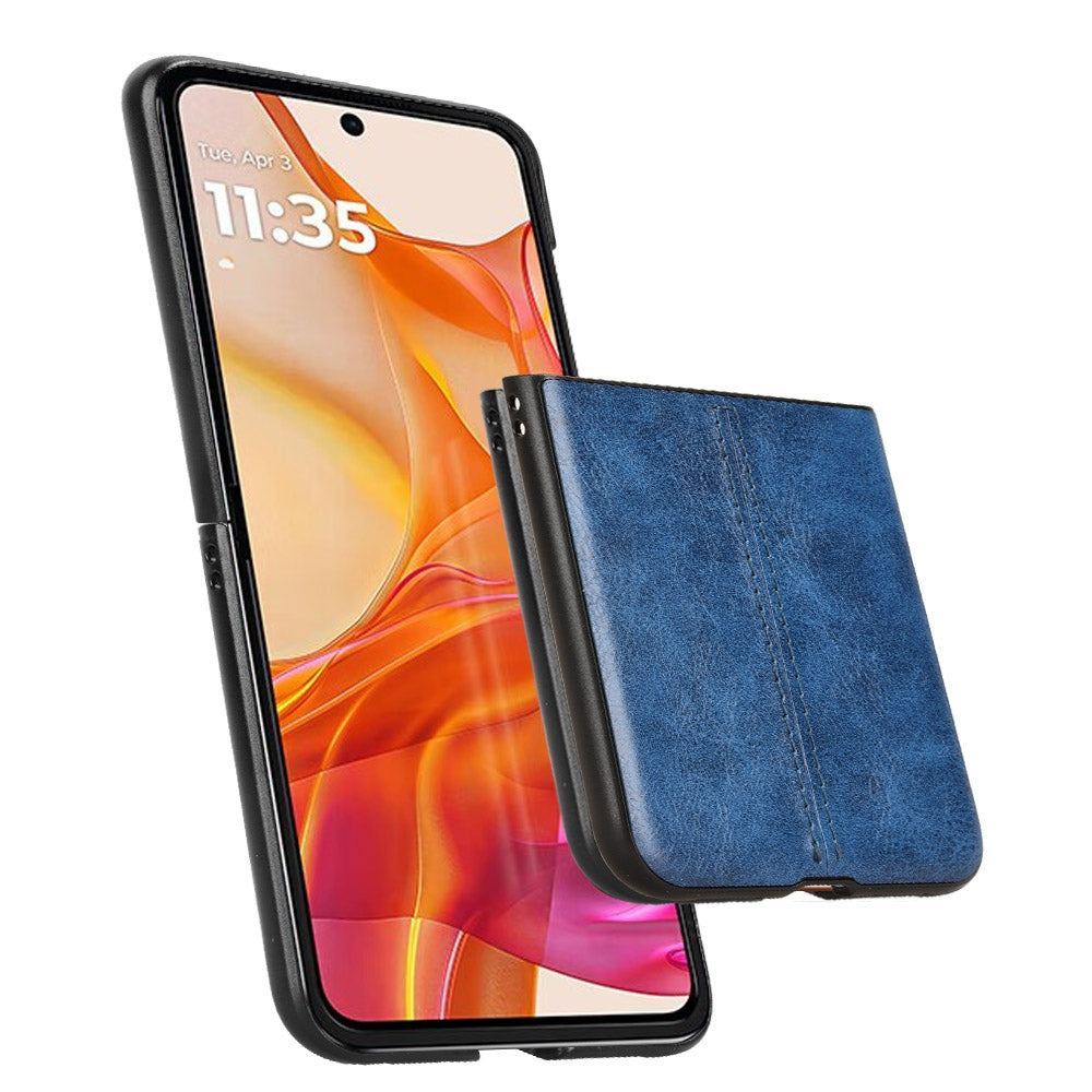 For Motorola Razr 50 Ultra Cow Pattern Sewing Back Cover Phone Case(Blue)