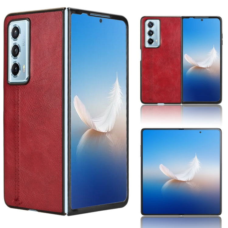 For Honor Magic Vs2 Cow Pattern Sewing Back Cover Phone Case(Red)