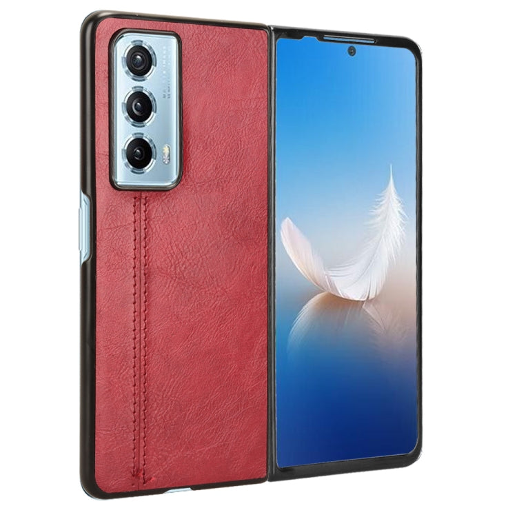 For Honor Magic Vs2 Cow Pattern Sewing Back Cover Phone Case(Red)