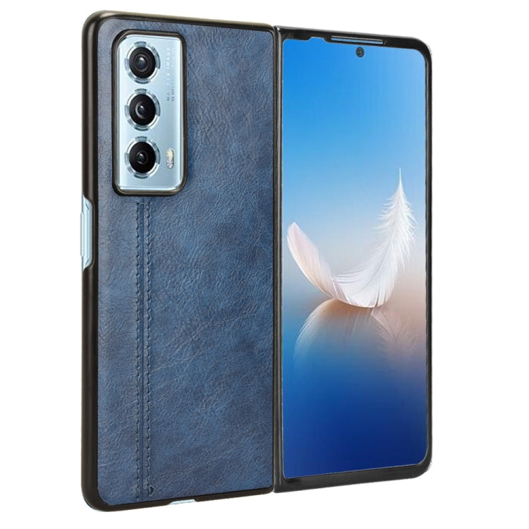 For Honor Magic Vs2 Cow Pattern Sewing Back Cover Phone Case(Blue)