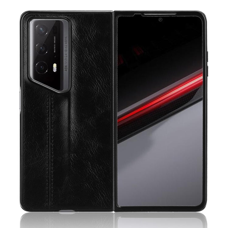 For Honor Magic V2 RSR Porsche Design Cow Pattern Sewing Back Cover Phone Case(Black)