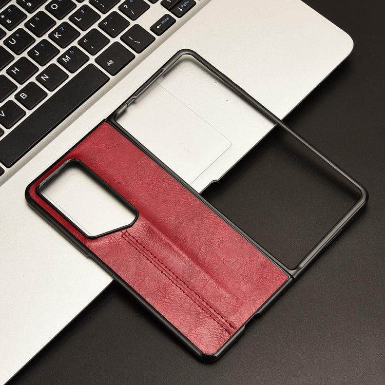 For Honor Magic V2 RSR Porsche Design Cow Pattern Sewing Back Cover Phone Case(Red)