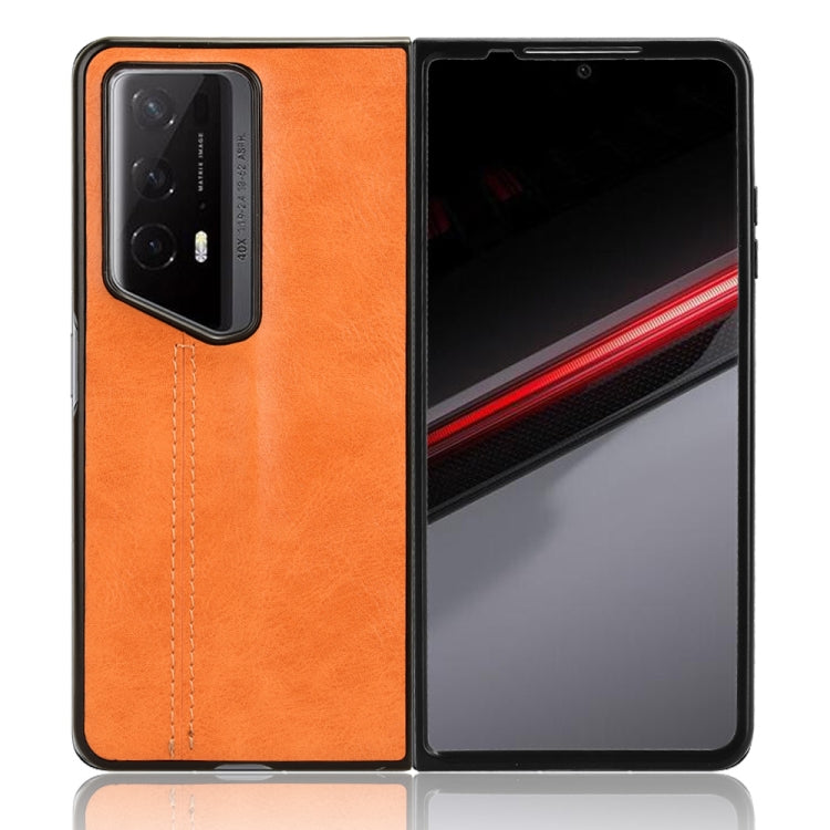 For Honor Magic V2 RSR Porsche Design Cow Pattern Sewing Back Cover Phone Case(Yellow)