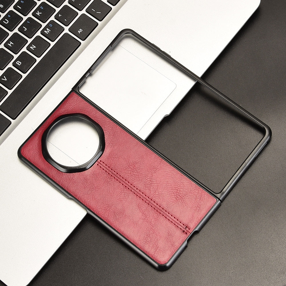 For Honor Magic V3 Cow Pattern Sewing Back Cover Phone Case(Red)