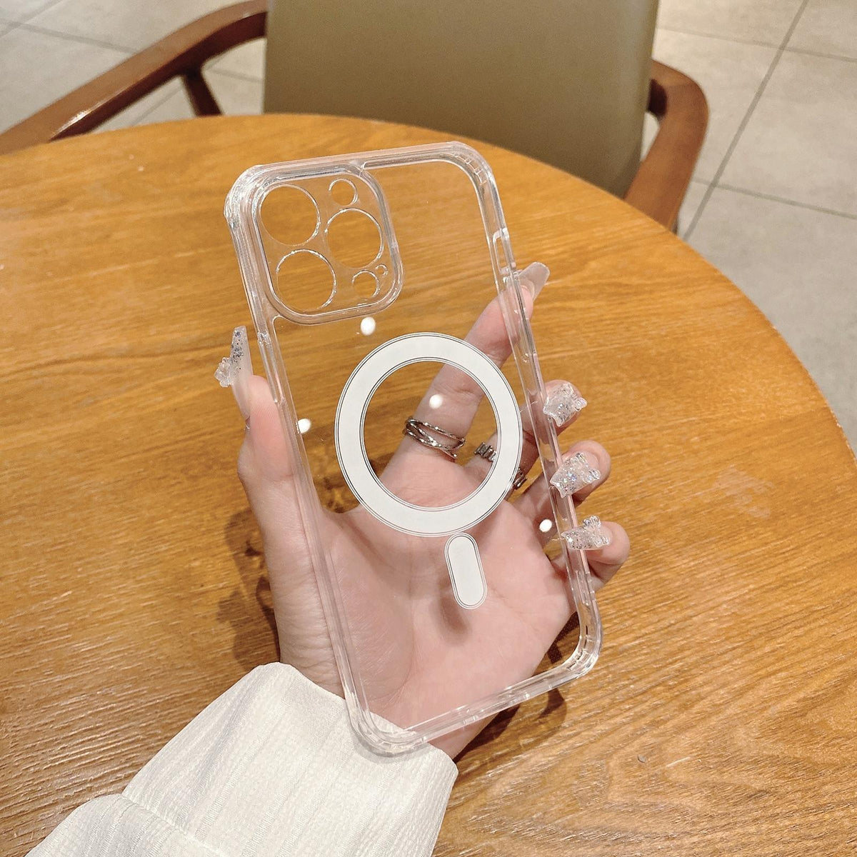 Compatible with iPhone 18 Pro Max Fine Hole MagSafe Magnetic Clear Acrylic TPU Case - Transparent