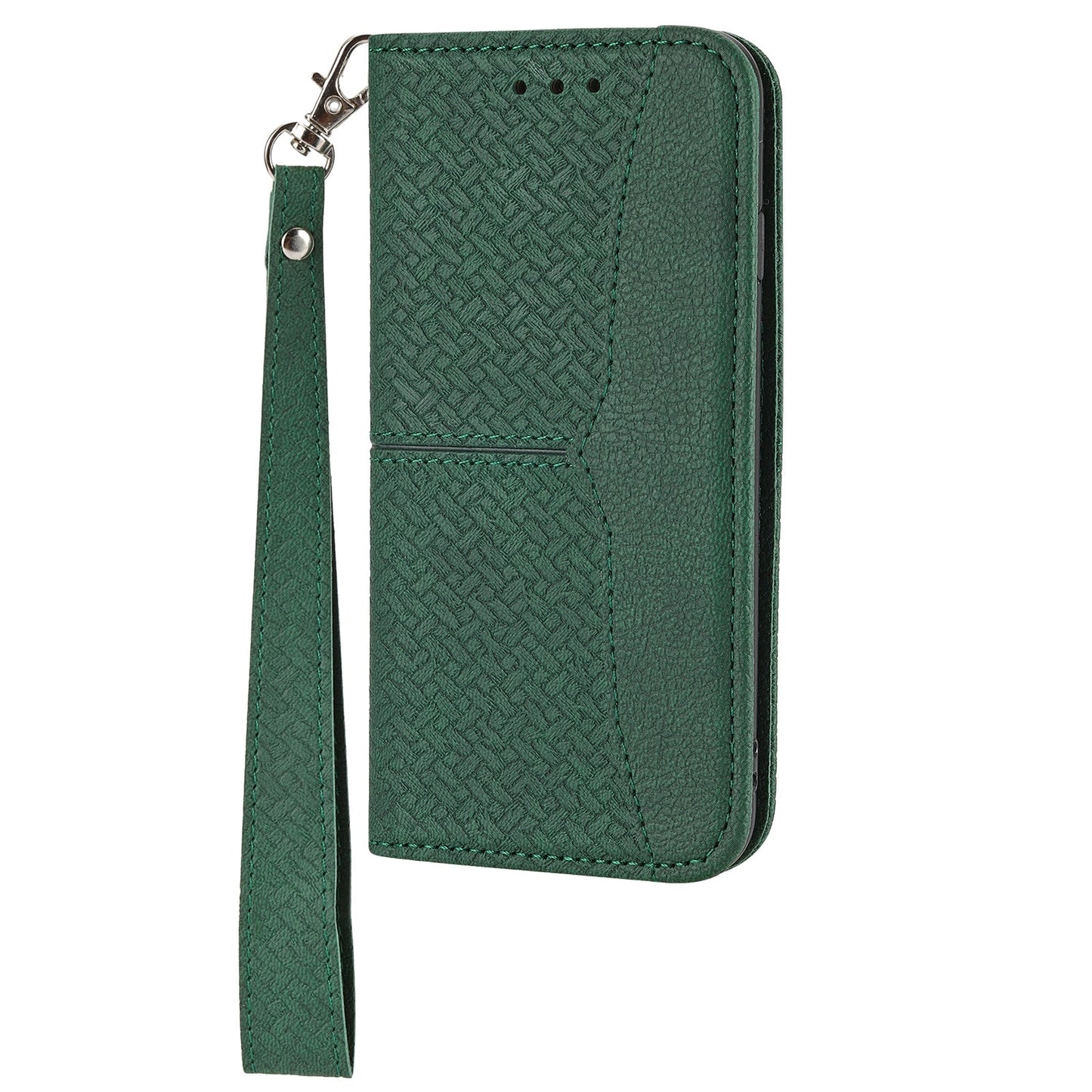 For iPhone 16e Woven Texture Stitching Magnetic Leather Phone Case(Green)