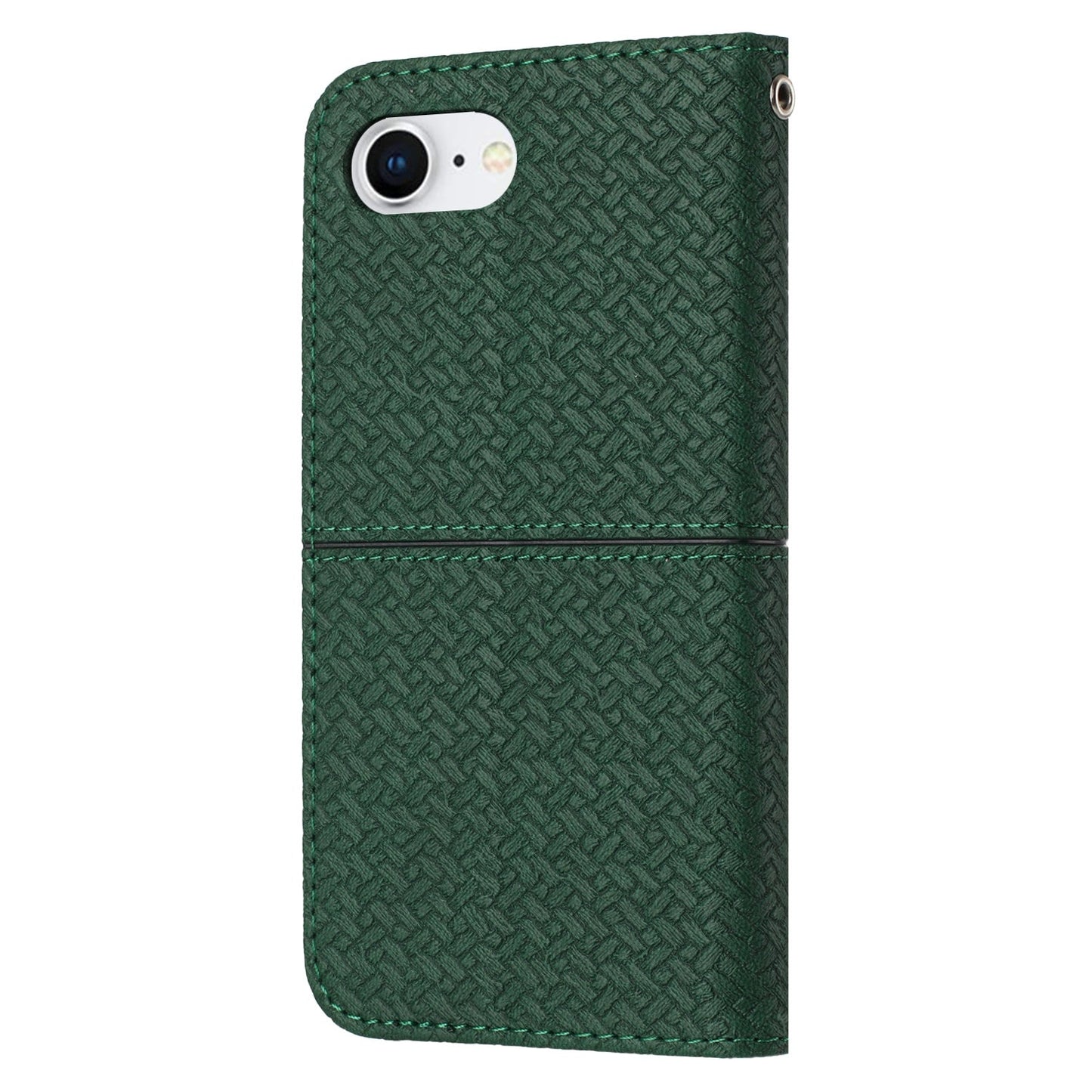 For iPhone 16e Woven Texture Stitching Magnetic Leather Phone Case(Green)