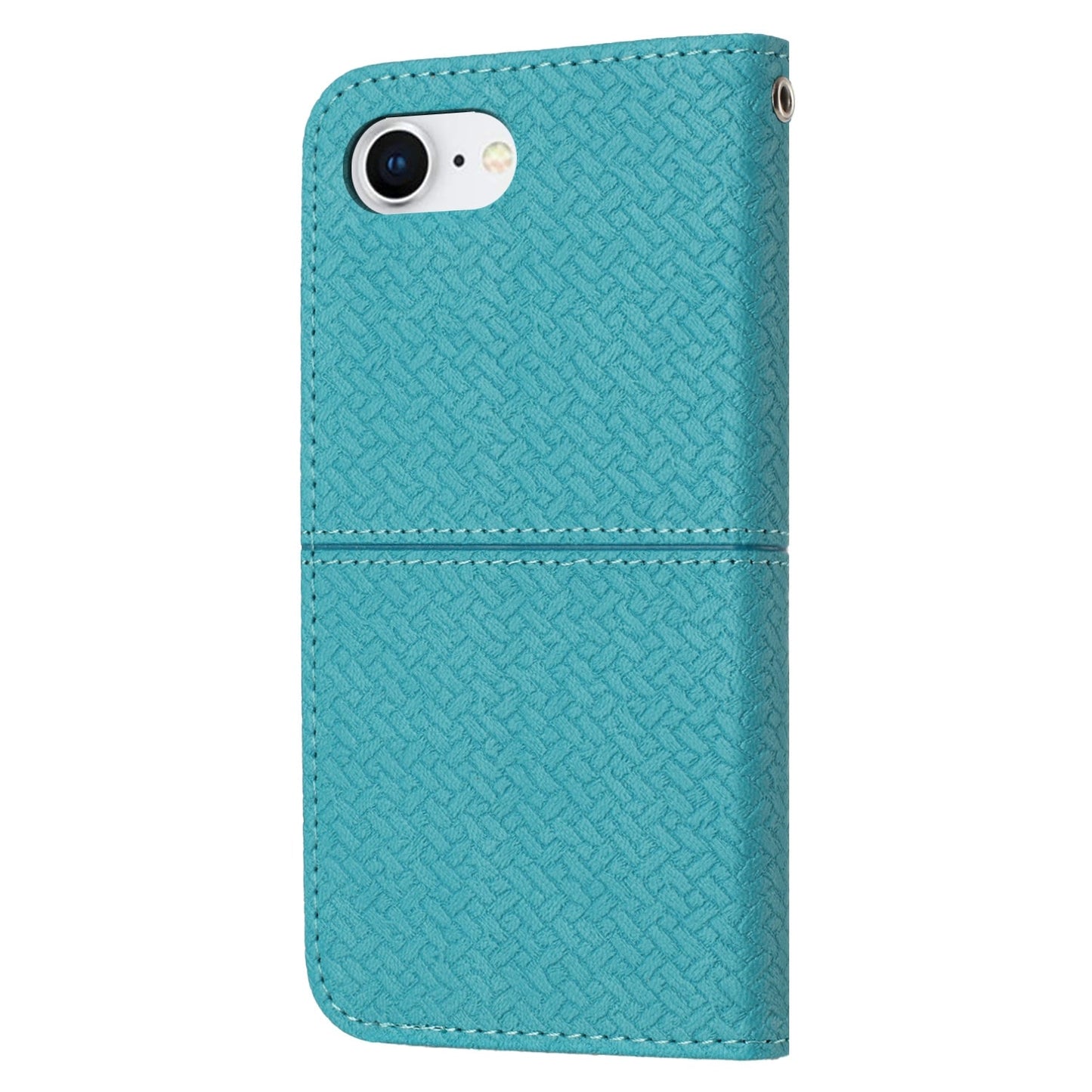 For iPhone 16e Woven Texture Stitching Magnetic Leather Phone Case(Blue)
