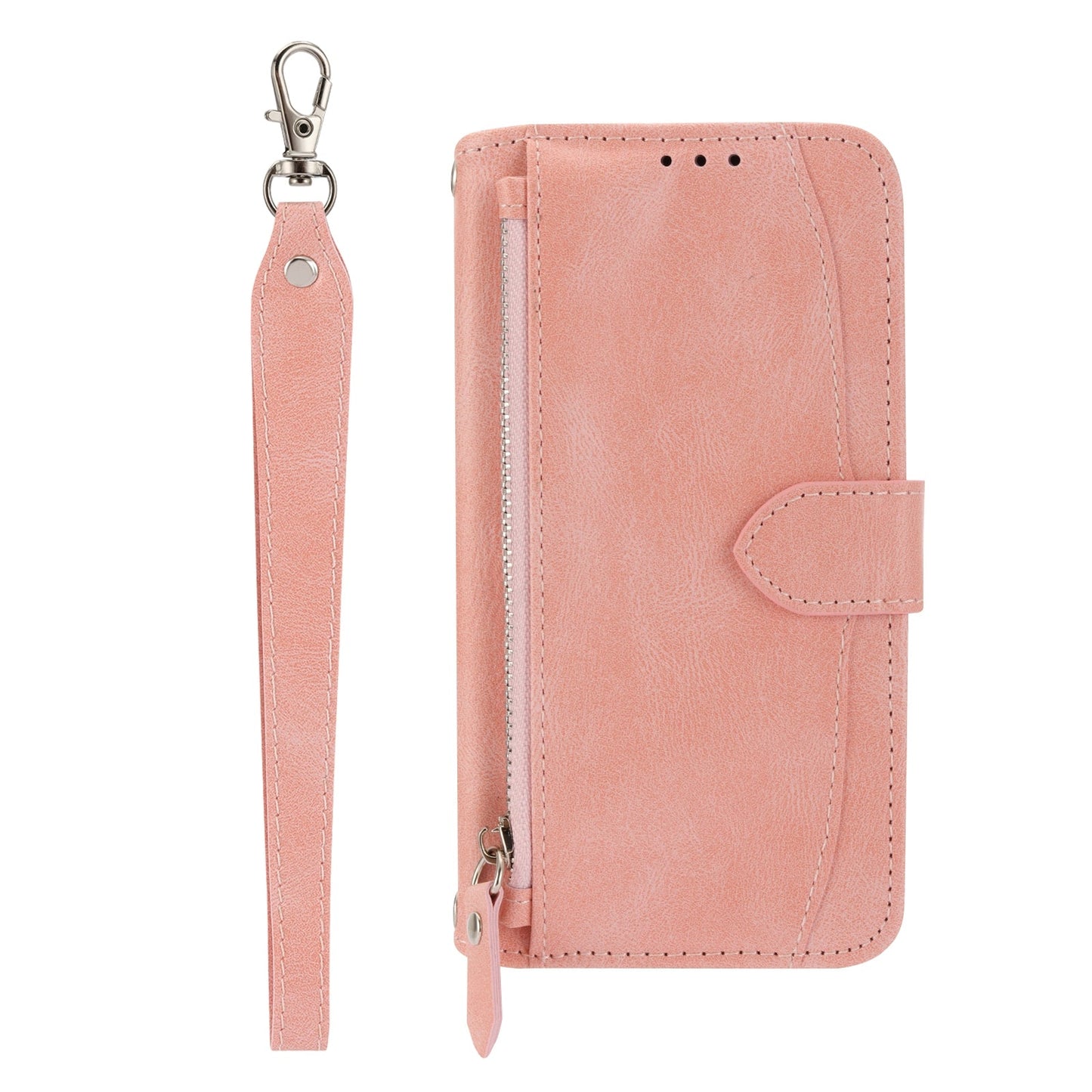 For iPhone 16e Oil Skin Zipper Wallet Leather Phone Case(Pink)