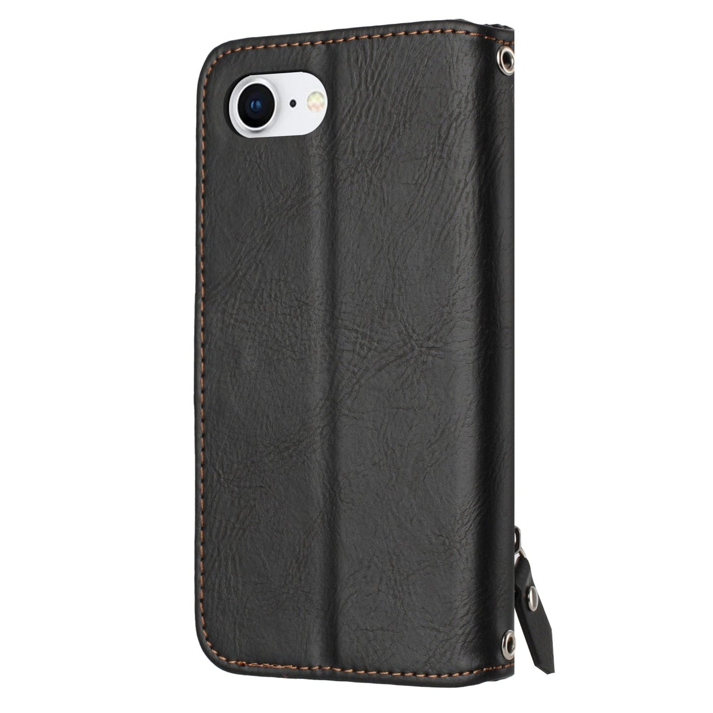 For iPhone 16e Oil Skin Zipper Wallet Leather Phone Case(Black)