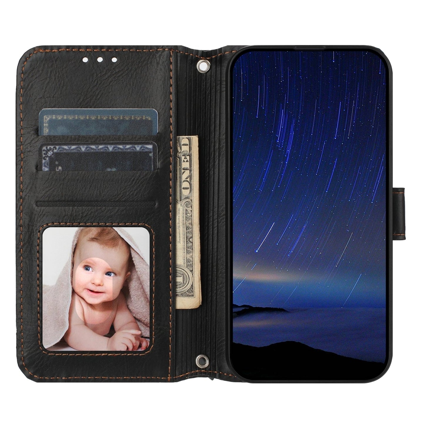 For iPhone 16e Oil Skin Zipper Wallet Leather Phone Case(Black)
