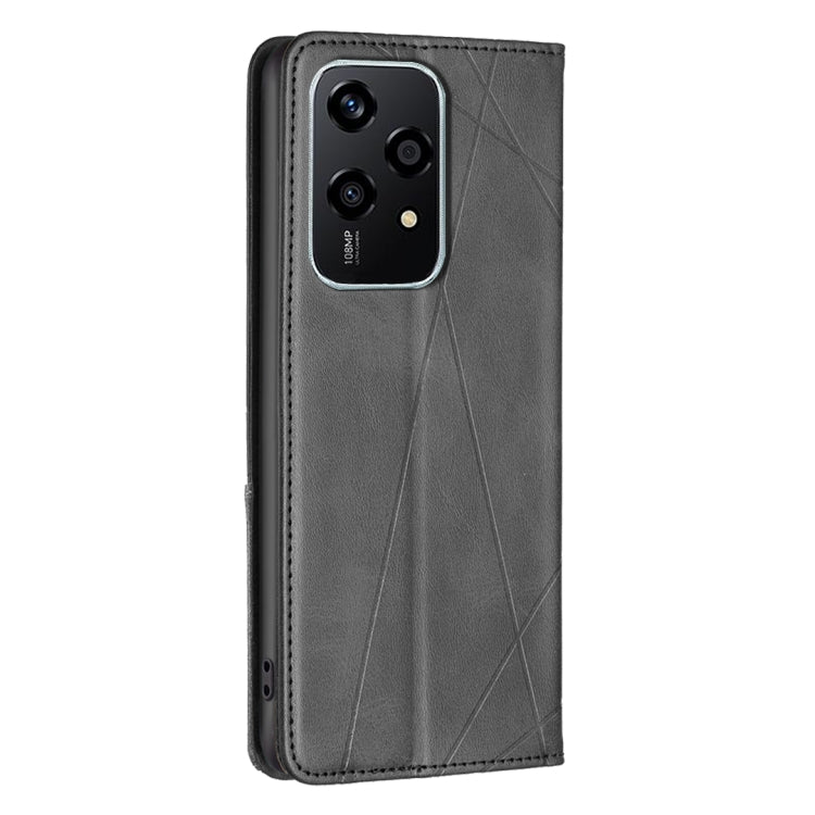 For Honor 200 Lite EU Version Rhombus Texture Magnetic Leather Phone Case(Black)