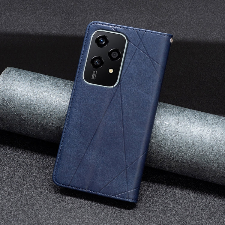 For Honor 200 Lite EU Version Rhombus Texture Magnetic Leather Phone Case(Blue)