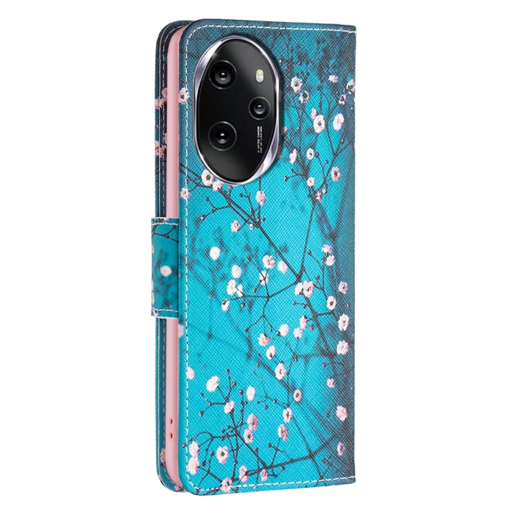 For Honor 100 Pro Colored Drawing Pattern Leather Phone Case(Plum Blossom)