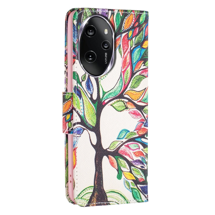 For Honor 100 Pro Colored Drawing Pattern Leather Phone Case(Tree Life)