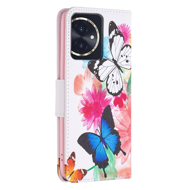 For Honor 100 Colored Drawing Pattern Leather Phone Case(Butterflies)