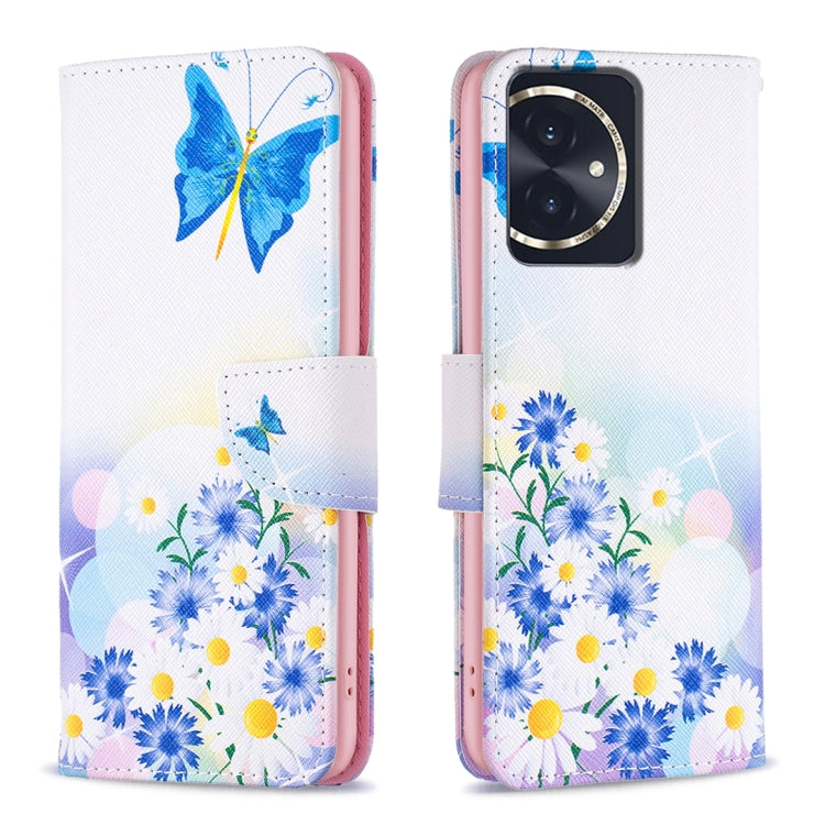 For Honor 100 Colored Drawing Pattern Leather Phone Case(Butterfly Love)