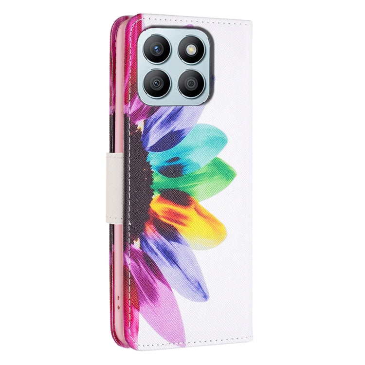 For Honor X8b Colored Drawing Pattern Leather Phone Case(Sun Flower)