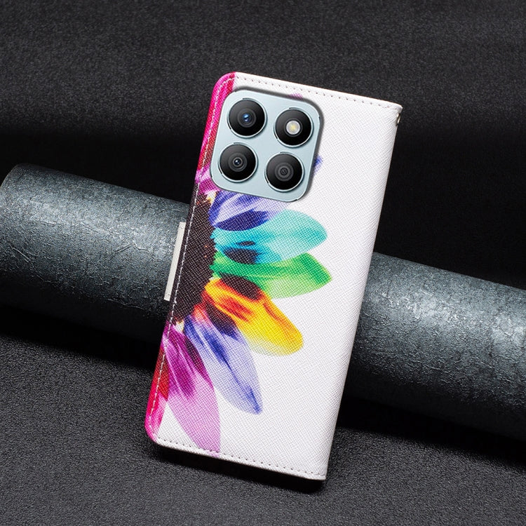 For Honor X8b Colored Drawing Pattern Leather Phone Case(Sun Flower)