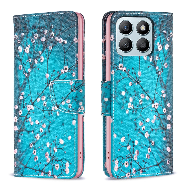 For Honor X8b Colored Drawing Pattern Leather Phone Case(Plum Blossom)