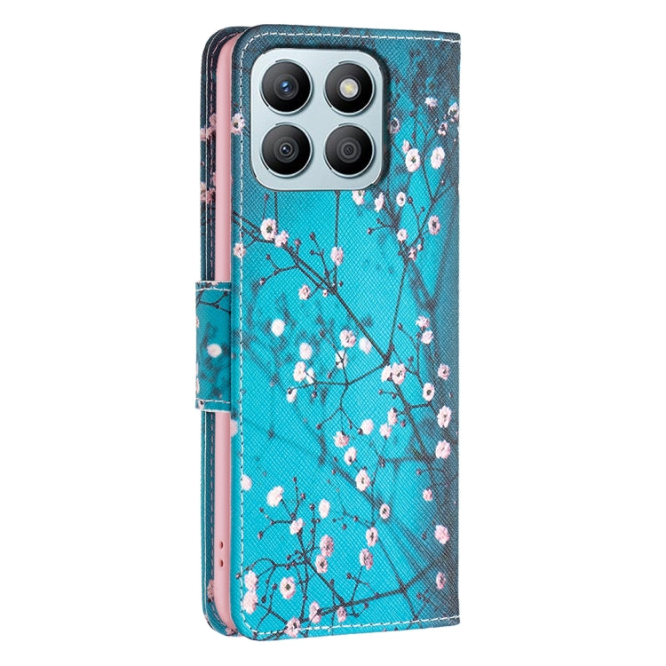 For Honor X8b Colored Drawing Pattern Leather Phone Case(Plum Blossom)