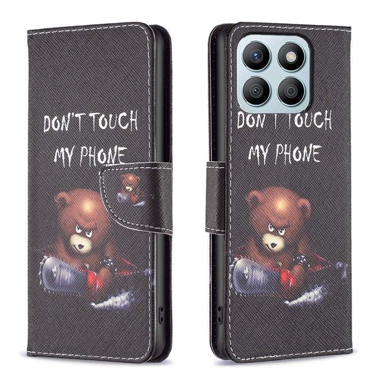 For Honor X8b Colored Drawing Pattern Leather Phone Case(Bear)