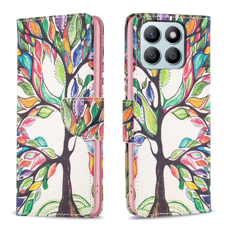 For Honor X8b Colored Drawing Pattern Leather Phone Case(Tree Life)