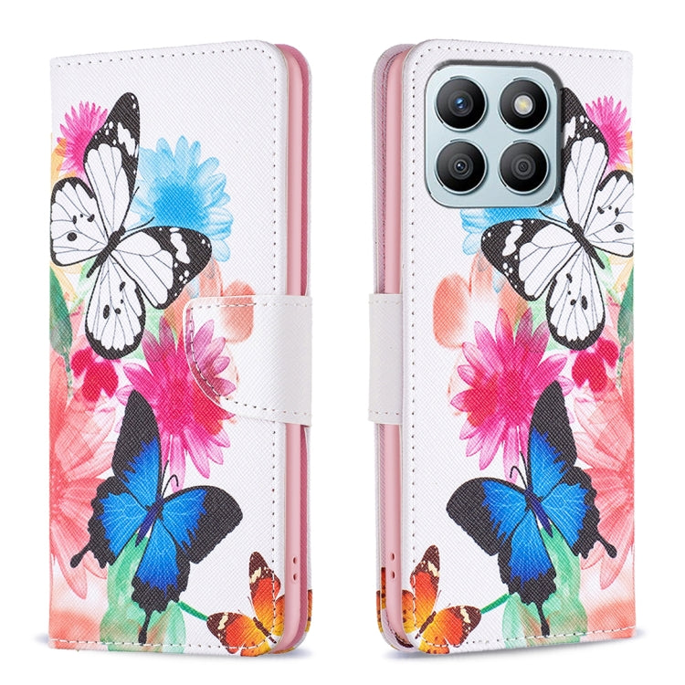 For Honor X8b Colored Drawing Pattern Leather Phone Case(Butterflies)