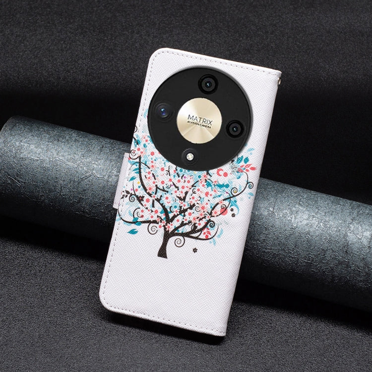 For Honor X9b/Magic6 Lite 5G Colored Drawing Pattern Leather Phone Case(Tree)