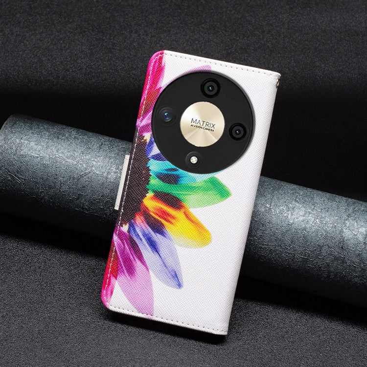 For Honor X9b/Magic6 Lite 5G Colored Drawing Pattern Leather Phone Case(Sun Flower)