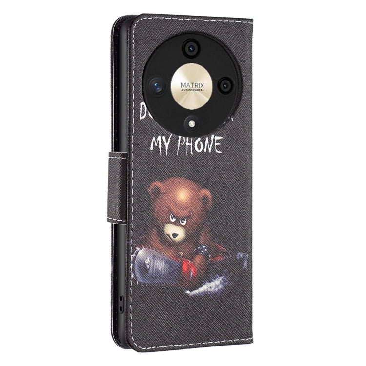 For Honor X9b/Magic6 Lite 5G Colored Drawing Pattern Leather Phone Case(Bear)