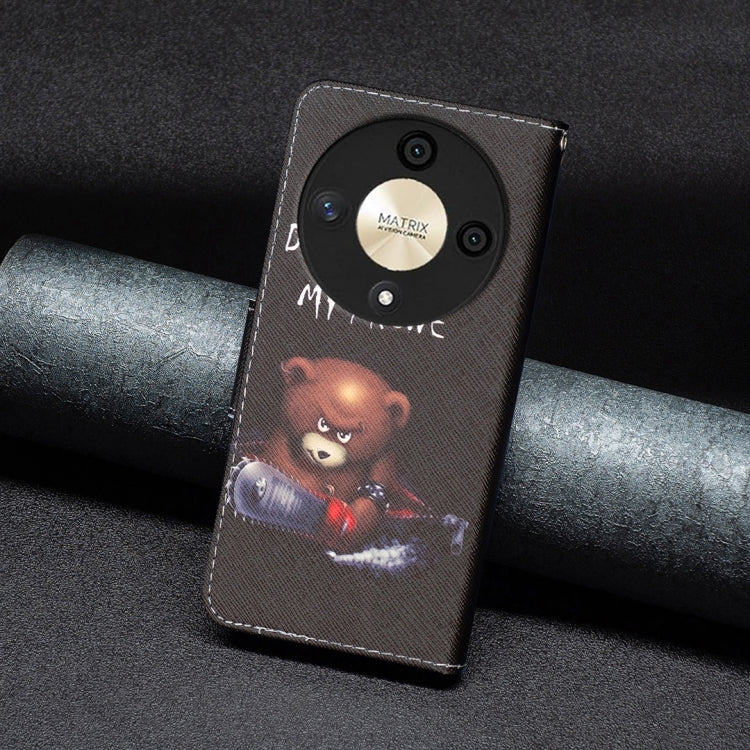 For Honor X9b/Magic6 Lite 5G Colored Drawing Pattern Leather Phone Case(Bear)